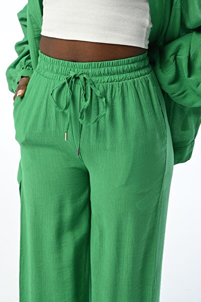 Orfeo Negro Culoare confortabilă pentru femei - Pantaloni de culoare uni cu picioare largi și talie elastică