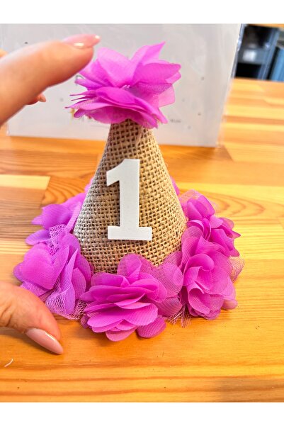 Partifabrik Mini pălărie de petrecere din paie roz de 1 an