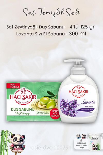 Hacı Şakir White Soap - 4 x 200 gr Traditional, Lavender Relaxing Liquid Soap, 300 ml and R