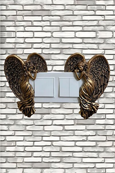 AYDİZAYN Köşe Melekler Polyester İkili Priz / Anahtar Çerçeve Süsü Dekoru