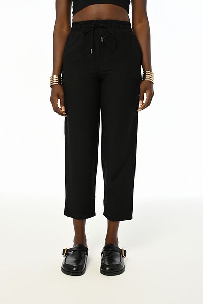 Orfeo Negro Women's - Solid Color Elastic Waist Trousers