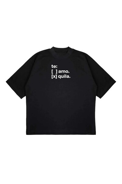 SELF CONTROL Tricou oversize unisex din bumbac cu imprimeu Tequila - țesătură...