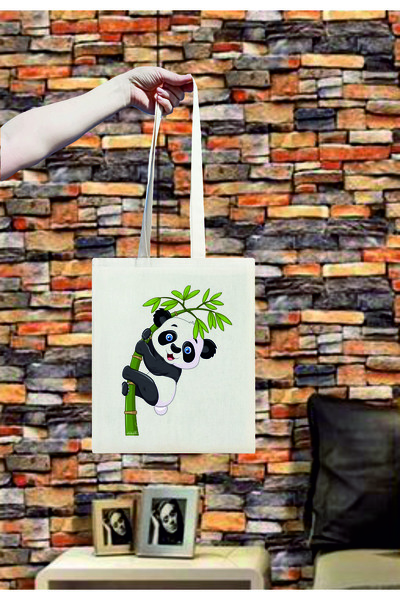 PANDA Printed Cotton Raw cloth bag  35X40 cm