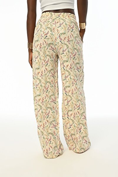 Orfeo Negro Γυναικείο παντελόνι με φλοράλ σχέδιο - Ελαστική μέση, φαρδύ πόδι