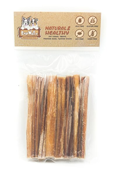 Eva & Wall-e Köpek Ödülü Poodle Çiğneme Kemiği Bully Stick Doğal Çiğnemelik Dana Kamış 12cm 10’lu Köpek Kemiği