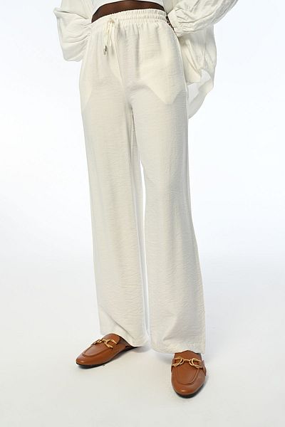 Orfeo Negro Comfortable Women's Trousers - Wide Leg and Elastic Waist, Solid Color