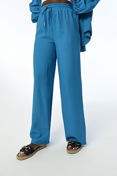 Orfeo Negro Pantaloni confortabili de damă - picior lat și talie elastică, culoare solidă