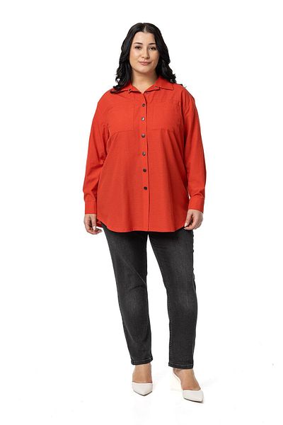 DISENTIS MODEST Red Large Size Shirt with Snap Closure and Plate Pocket