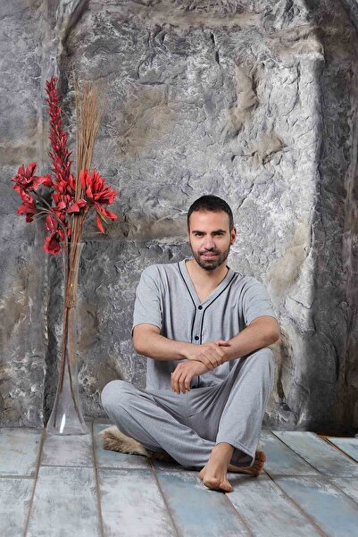 Sude HOMEWEAR Set pijama cu mânecă scurtă cu nasturi în față pentru bărbați -...