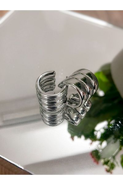 Jewelyf Steel Hoop Earrings for Women - Three Curved Hoop Hoops