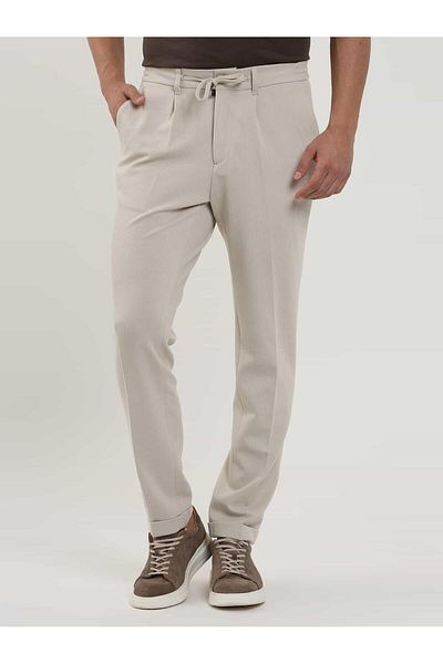 Dufy Μπεζ ανδρικό παντελόνι Jogger Slim Fit - 104493