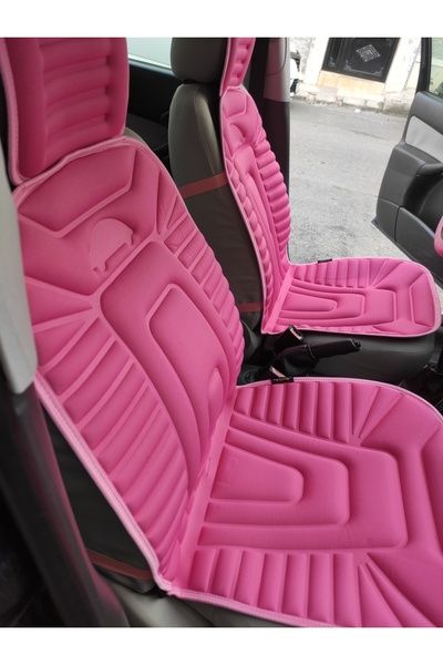 REPLAX 2,li Oto Koltuk Kılıfı Minder Alkantra Kumaş Pembe Renk Slikon Direksiyon Kılıfı