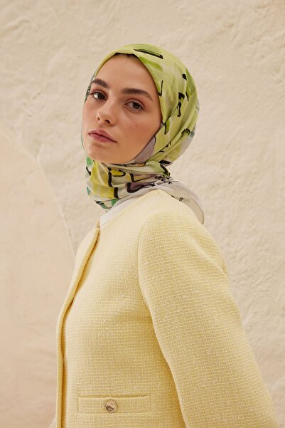 Freshscarfs Πράσινο Φουλάρι AMELİA με σχέδια από βαμβακερό βουάλ