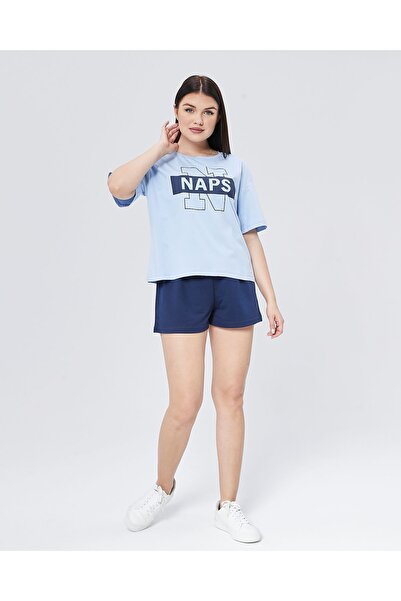 YHGTEKSTİL Printed Cotton Shorts Summer Pajamas Set for Women - Short Sleeve