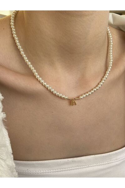 PSGT K Harf'li inci kadın gold kolye