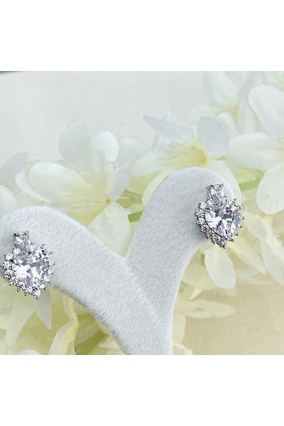 Kyver Drop Heart Zircon Stone Fixed 316 L Stainless Steel - Silver