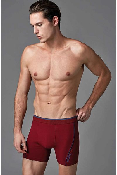Eros Ανδρικά Long Boxers - 5 τμχ, βαμβακερά και λύκρα, συμπαγή, μπορντό