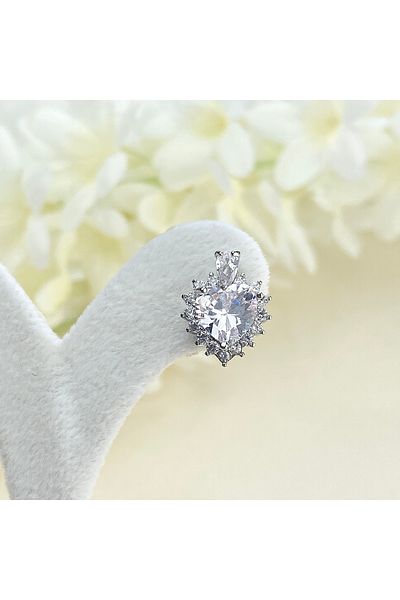 Kyver Drop Heart Zircon Stone Fixed 316 L Stainless Steel - Silver
