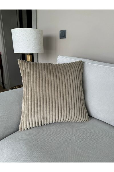 Karma Home Σκούρο μπεζ μοντέρνα ριγέ μαξιλαροθήκη