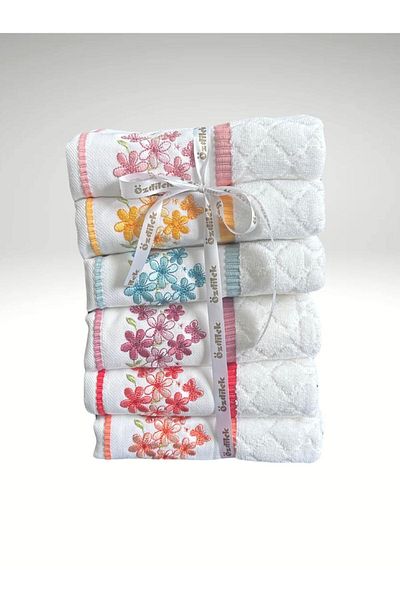 Özdilek Rose Garden 6-Piece Embroidered and Bag Ozdilek Towel Set