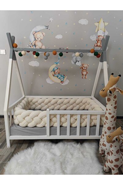 Lucky Kids حزام ويلسوفت من الجيل الجديد - 360 سم، نموذج حماية منسوج من القطيفة مكون من 4 قطع (لأسرة الأطفال 60 × 120 / 70 × 110)