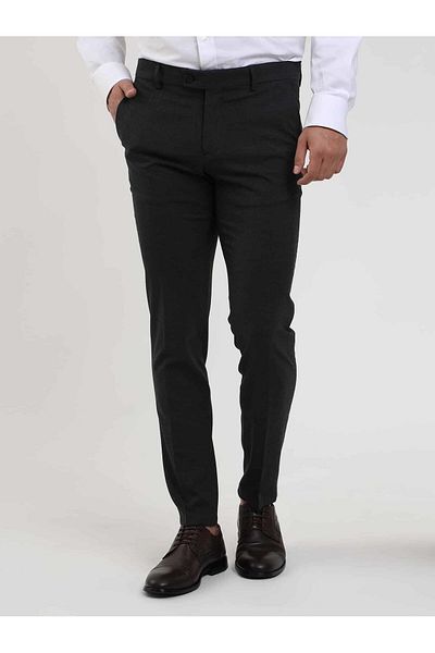 Dufy Pantaloni pentru bărbați, antracit, extra slim, Melange Classic -103492