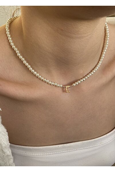PSGT E Harf'li inci kadın gold kolye