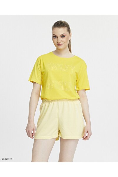 YHGTEKSTİL Pamuklu Kısa Kollu Baskılı Kadın Şortlu Yazlık Pijama Takımı
