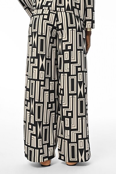 Orfeo Negro WOMEN'S COMFORTABLE FIT GEOMETRIC PATTERNED WAIST ELASTIC TROUSERS