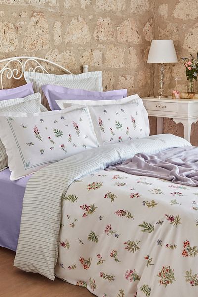 Karaca Home Σετ παπλωματοθήκη και πικέ διπλό Percale Le Mans Lilac