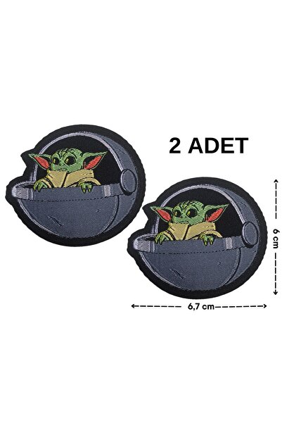Megas Etiket Ütü ile Yapışan Baby Yoda - Grogu Uzay Gemisi Dokuma Arma/Yama