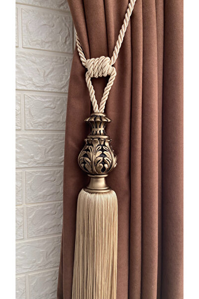 Helezoni Perde Aksesuarı Polyester Vazo Şah Model Püsküllü Braçol Kornişe Tak...