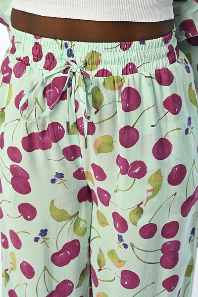 Orfeo Negro WOMEN'S CHERRY PATTERNED COMFORTABLE FABRIC PANTS