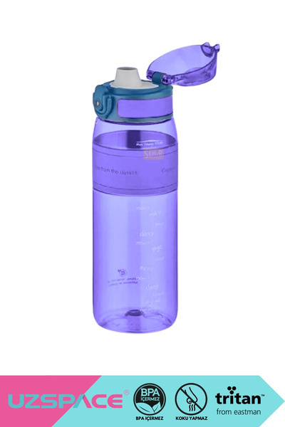 Uzspace 600ml Yeni Koleksiyon Silikon Gövde Rahat İçim Ağızlı Tritan Su Matar...