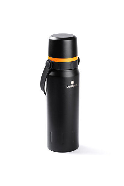 Tantitoni ترمس أسود مزدوج الطبقات من الفولاذ المقاوم للصدأ مع حامل سعة 1.2 لتر