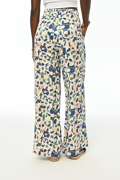 Orfeo Negro WOMEN'S WATERCOLOR PATTERNED WAIST LEGS COMFORTABLE FIT WAIST RUBED TROUSERS