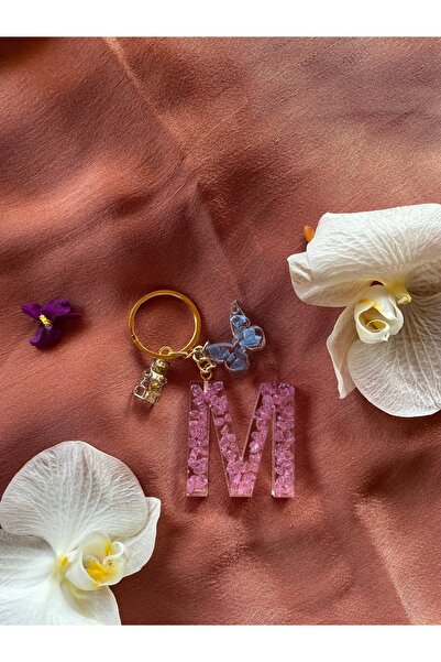 Bellinzona M Harfli Ayıcık Kelebek Detaylı Pembe  Anahtarlık Seti