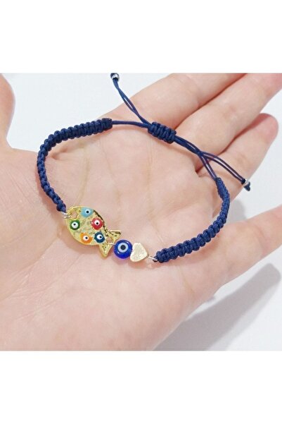 Funny Takılar Mineli Nazar Boncuklu Hematit Kalpli Balık Bileklik