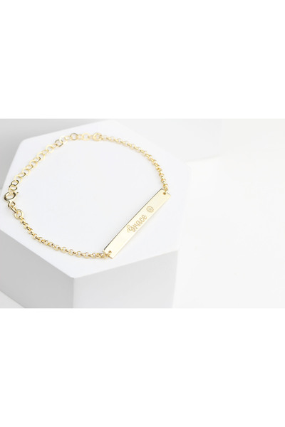 Glorria Kişiye Özel El Yazılı Bar Doç Gümüş Çocuk Bileklik