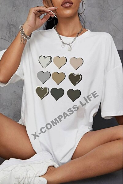 x-compass life شورت نسائي قطني كبير الحجم - طباعة ملونة مغطاة بالصدر