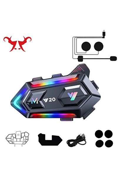 HEJARON Motor Kurye Kask Kulaklık RGB Modlu Bluetooth Motosiklet Kulaklık 5.0...