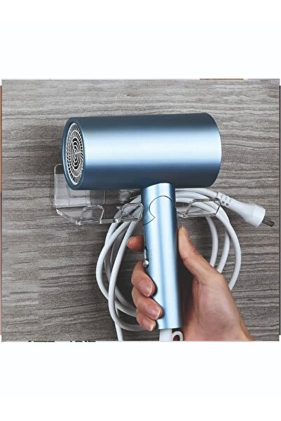 practical house Duvara Monte Saç Kurutma Makinesi Tutucu - Yerden Tasarruflu Banyo Düzenleyici, Dayanıklı Plastik.