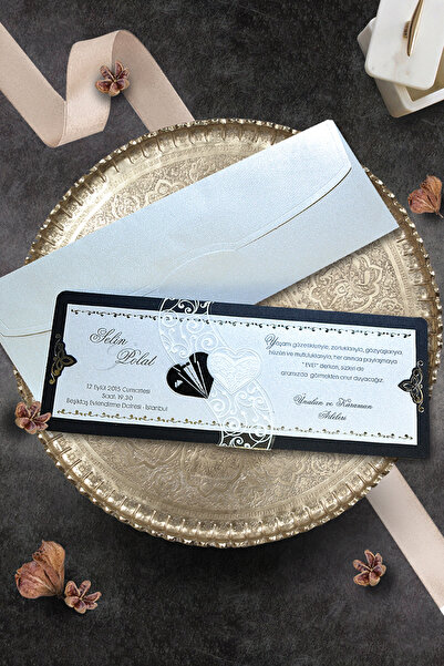 Cem Davetiye Düğün Nişan Nikah Kına Davetiyesi 948 (100 ADET) Baskı Dahil