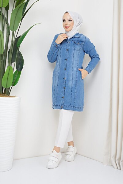 Pamuk Butik Women's Light Blue Denim Jeans Jacket