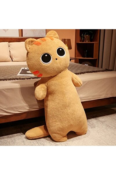 NB market Yastık Kedi 50cm Büyük Boy Sarı Renk Kedi Peluş Oyuncak Kawaii Sanr...