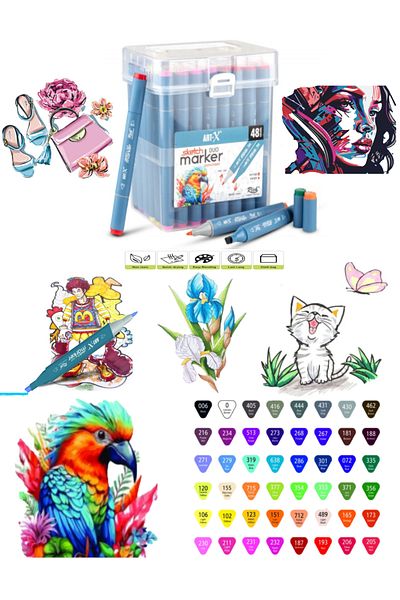 GLANCE ART-X Sketch Marker - Double Sided Pen Set of 48