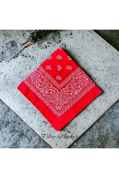 BANDANA MARKETİ Add 4 to Basket Pay 3 Promotion Red Ethnic Pattern Bandana Unisex (Price Is for 1 Piece)