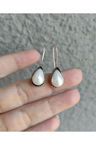 TAKI ZEVKİ Damla Inci Gümüş Kancalı Bronz Küpe