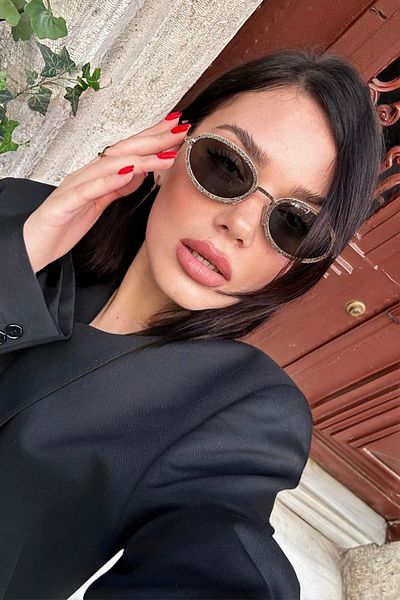 REN EYEWEAR Sezonul 2024 - DE PARSİ Ochelari de soare ovali din metal auriu, populari UV400/Ren Eyewear