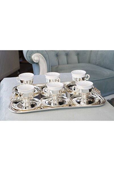 Bakır Concept Silver Plated Cup Set Plain Handle Model 6 Pieces